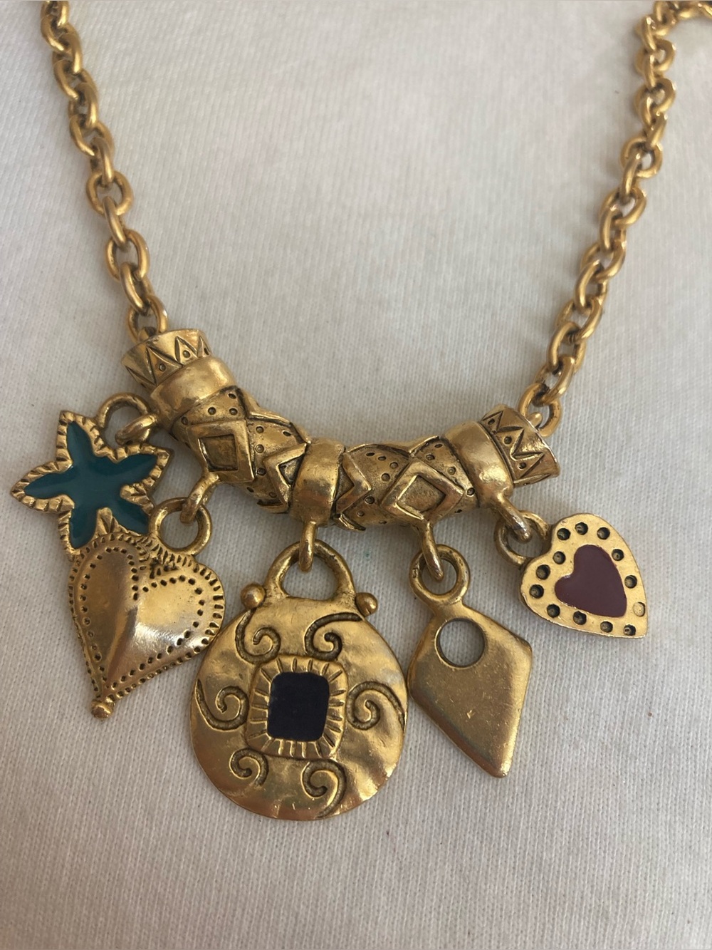 C. Stein Catherine Stein Charm Pendants Necklace Hearts Flower